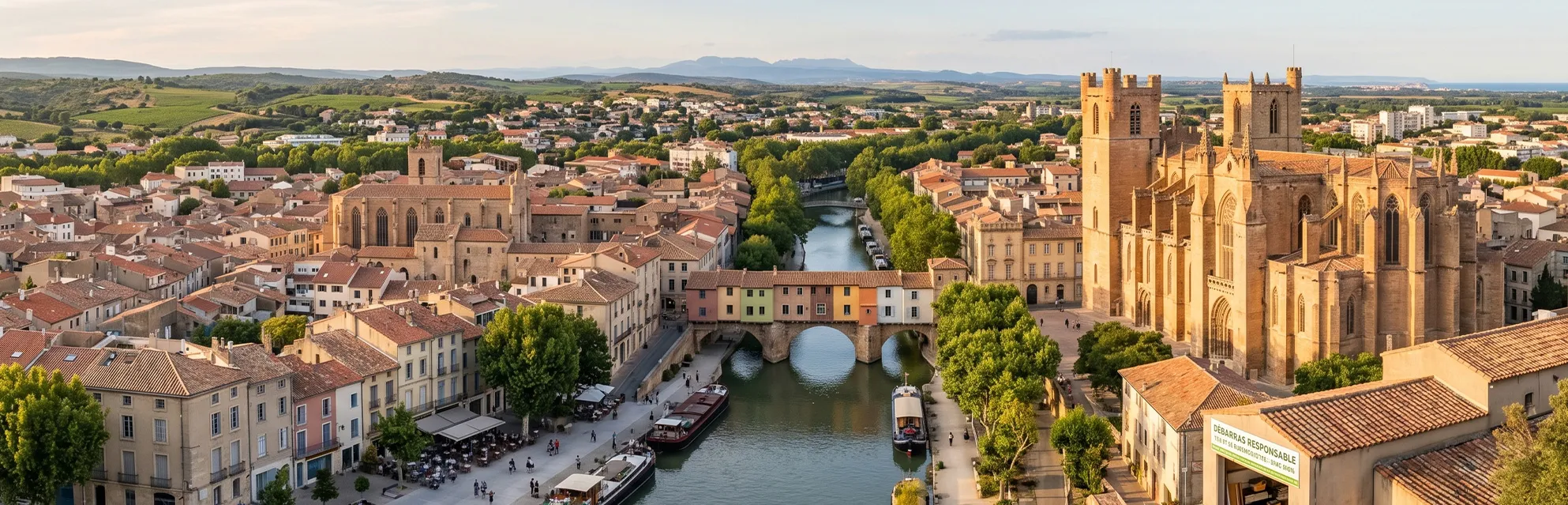 Véhicule de débarras et vide-appartement éco-responsable à Narbonne près du Canal de la Robine.